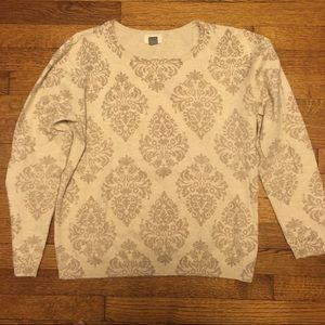 Old Navy Cream Sweater with Damask Patterns